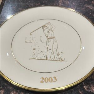 Lenox like new Gold and Cream Decorative Plate Golf series LPGA classic 2003
